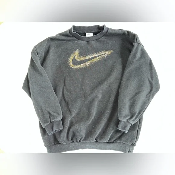 Nike Black & Gold Swoosh Jogger Sweatpants & Crewneck Sweatshirt Set | Size XL - Picture 3 of 10